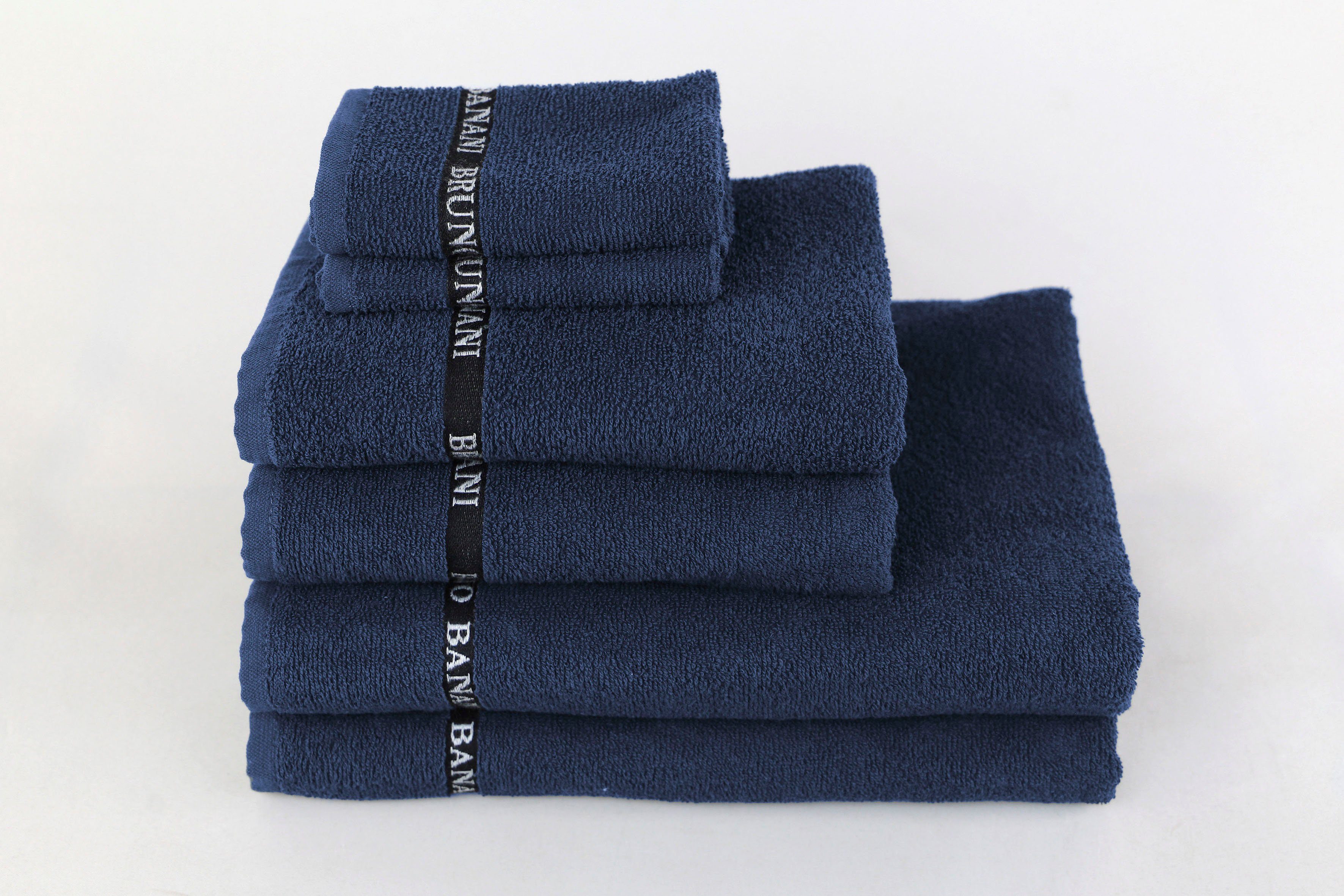 Bruno Banani Handtuch Set Danny, Walkfrottier, (Set, 6-tlg), mit Logostreifen, einfarbiges Handtuch-Set aus 100% Baumwolle