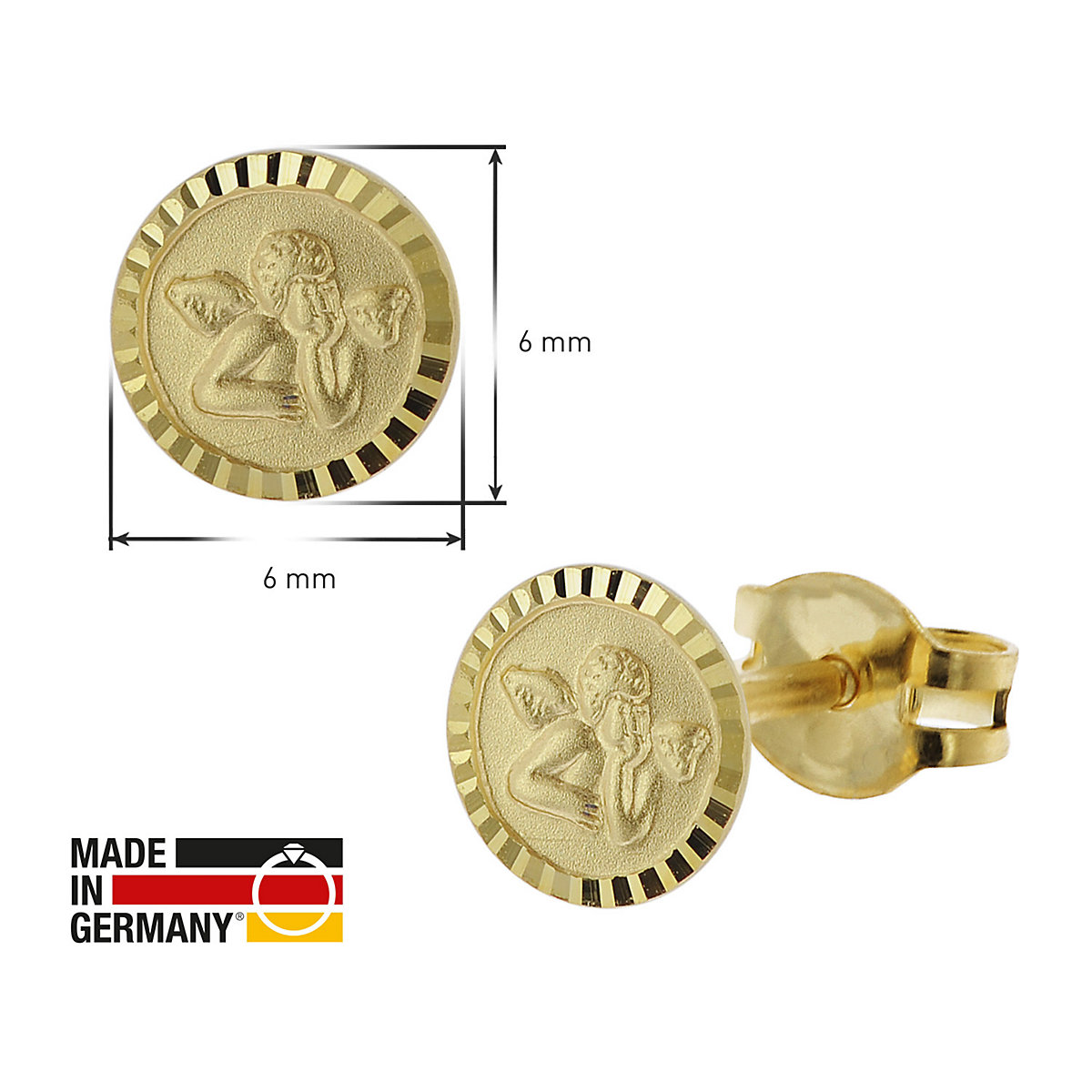 Mädchen-Ohrringe Ohrstecker Engel 333 / 8K Gold Ohrstecker
