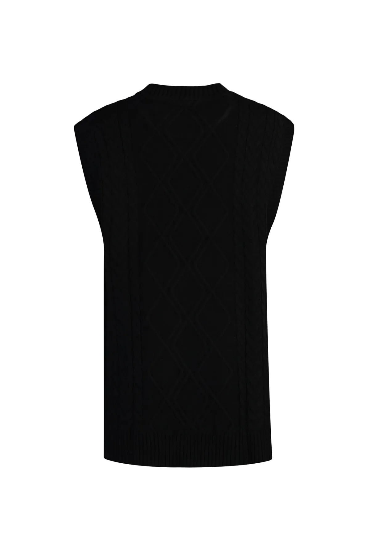 Trendyol Modest  Schwarzer geflochtener Strickpullover mit Bindegürtel TCTAW22UV0018