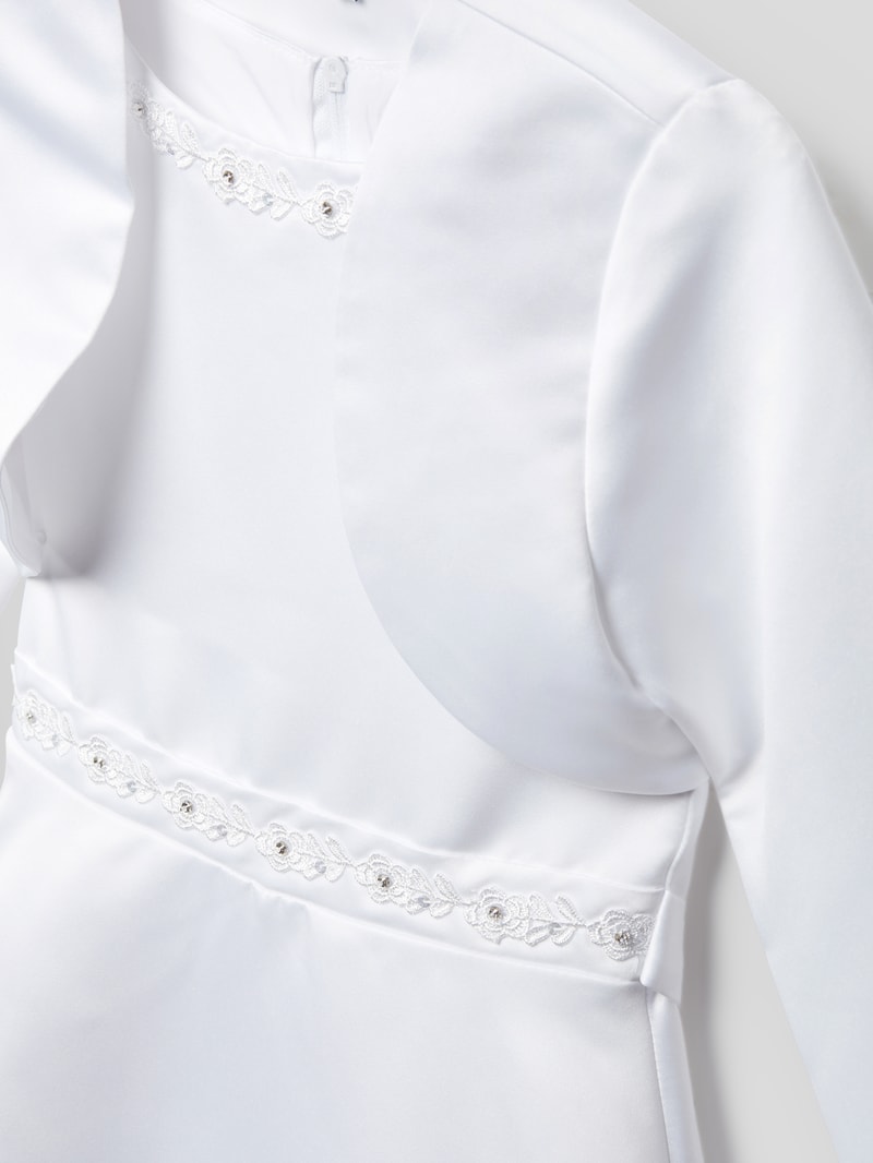 Kleid mit Zierbesatz in weiß