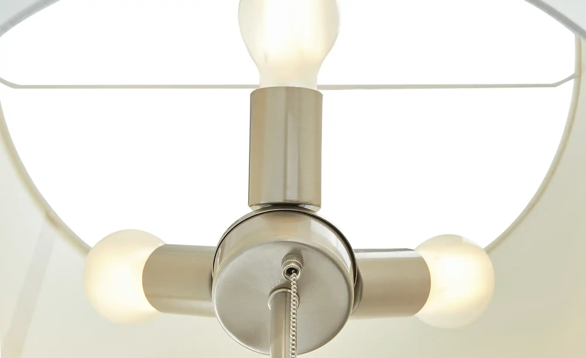 Trio Stehleuchte, 3-flammig, Nickel-matt, Stoffschirm weiß