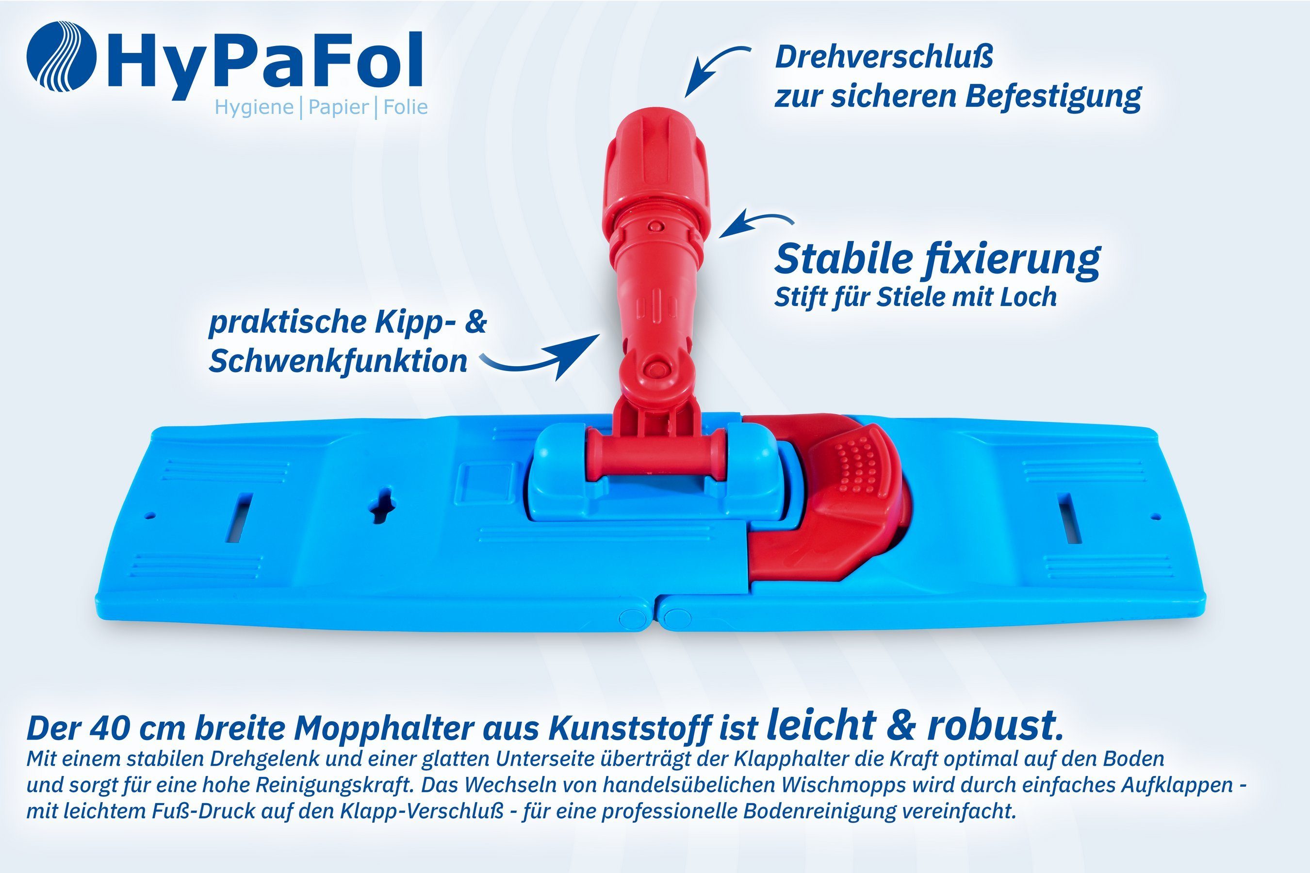 Hypafol Wischmopp SET, 90-180 cm Teleskopstiel inkl. 40 cm Bezug