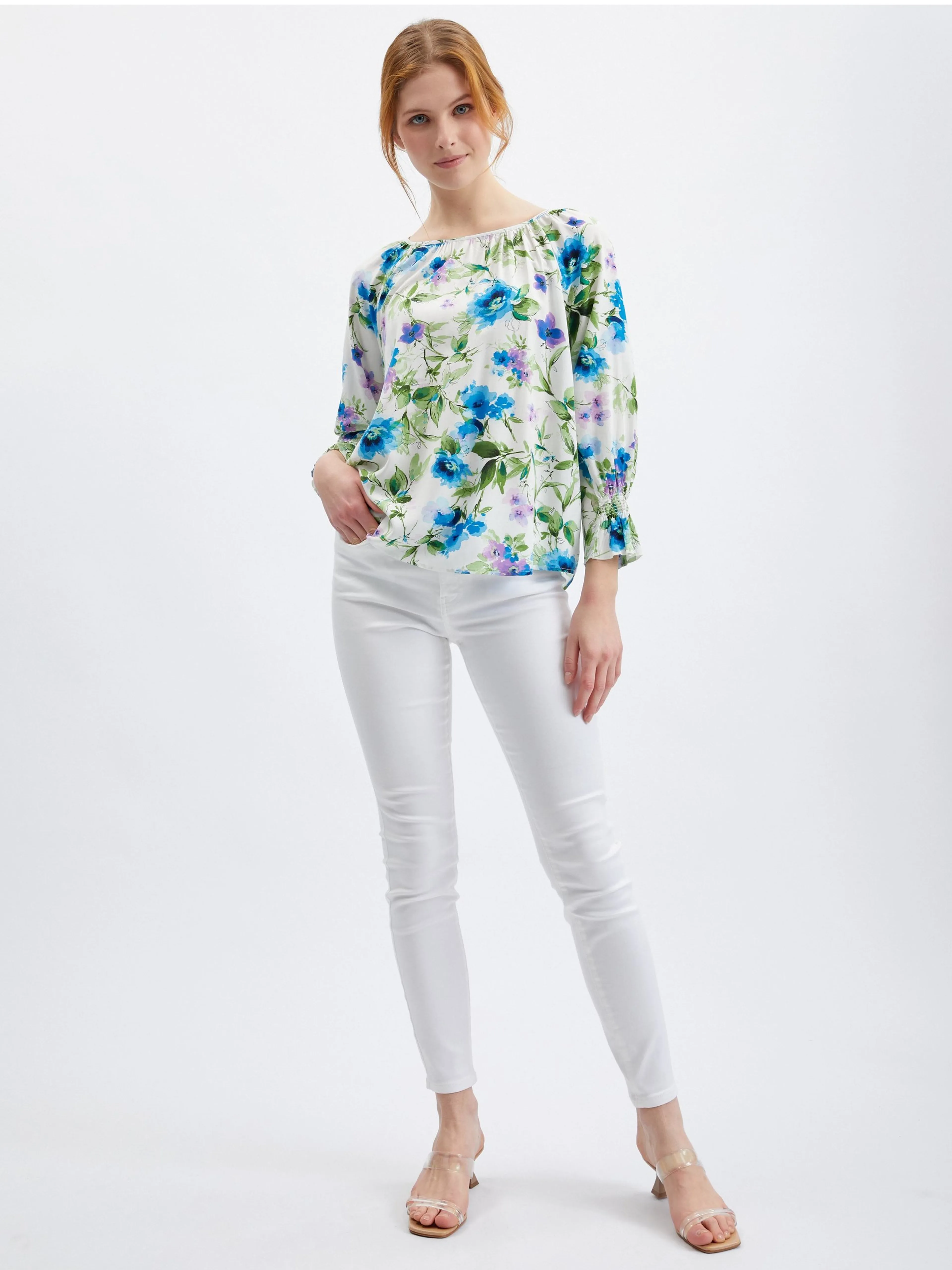 Lila und cremefarbene Damenbluse ORSAY