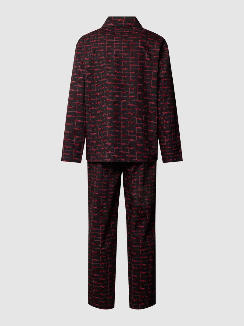 Pyjama mit Allover-Label-Details Modell 'Hero' in schwarz