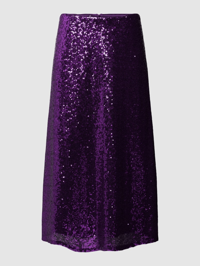 Midirock mit Paillettenbesatz in purple