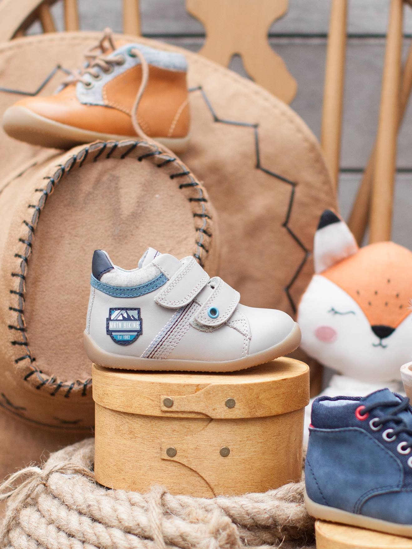 Bottillons cuir bébé garçon premiers pas gris clair