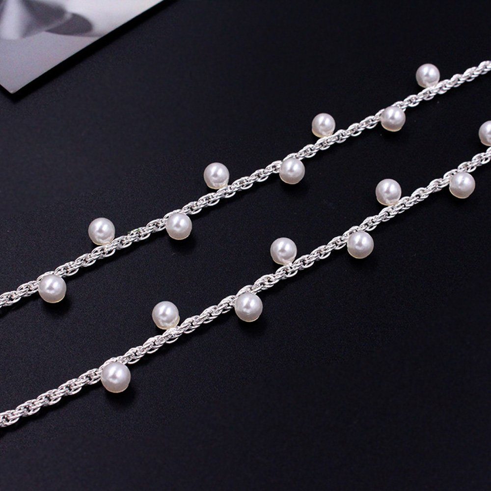 Tian Dee BH-Träger Ladies dekorative BH-Träger Imitation Pearl Beading Metallkette