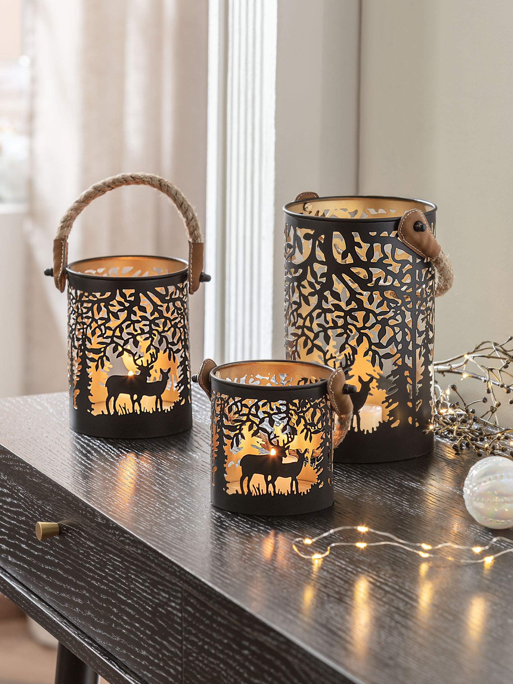 Lugau Windlicht, Black/Gold