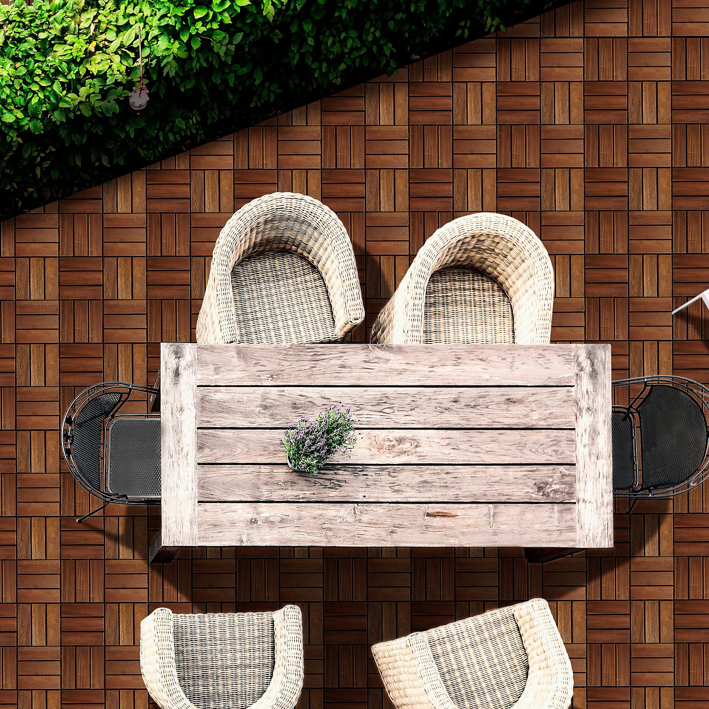 Gartenfreude Holzfliesen, Set, 10 St., 0,9 m², Akazienholz, wetterfest, mit Klickfunktion