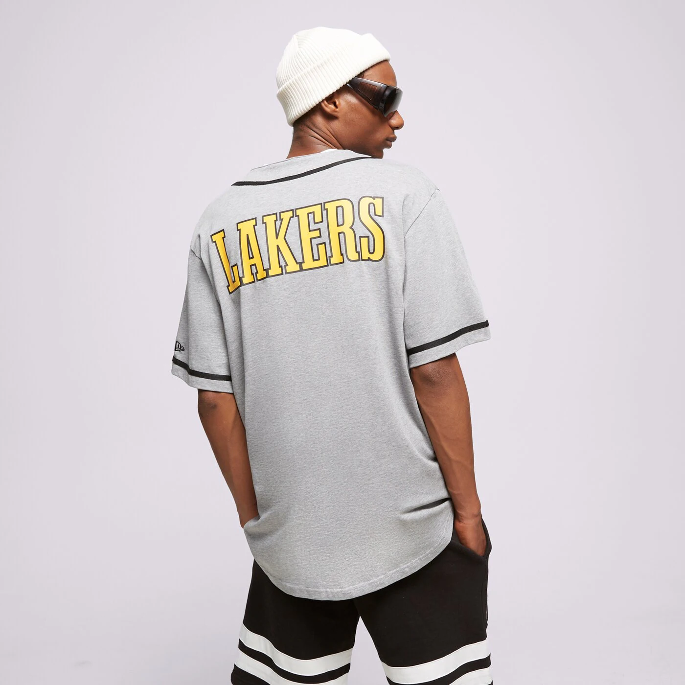 NEW ERA T-SHIRT NBA BASEBALL JERSEY BULLS LOS ANGELES LAKERS Grau