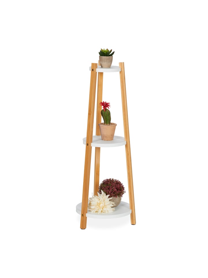 relaxdays Pflanzenständer in Weiß/ Natur - (H)73,5 x Ø 28 cm günstig kaufen onesize