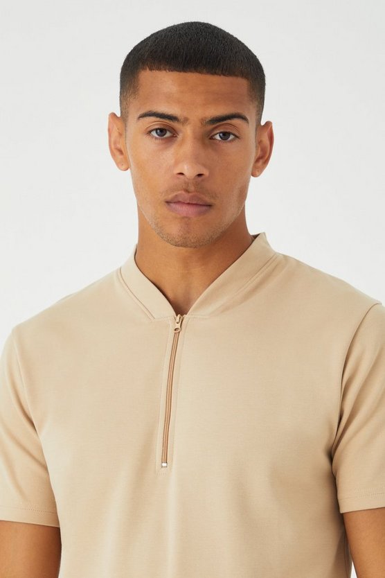 Slim-Fit Poloshirt mit Bomber-Kragen