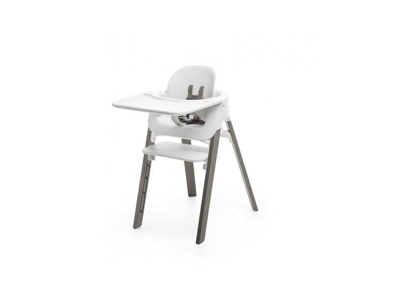 Chaise STEPS hêtre Gris brume avec baby set et tablette