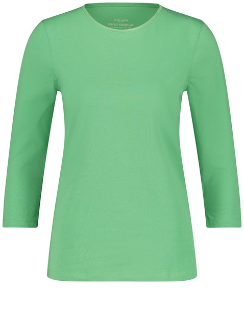 3/4 Arm Shirt mit satinierter Ausschnittblende