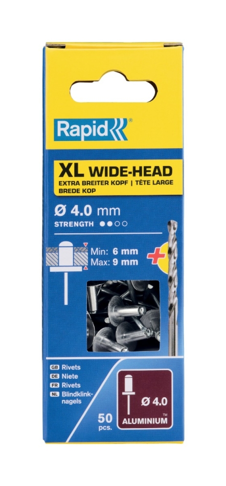 Rapid 5000661 XL aklosios kniedės Ø4,0 x 12 mm 50 vnt.