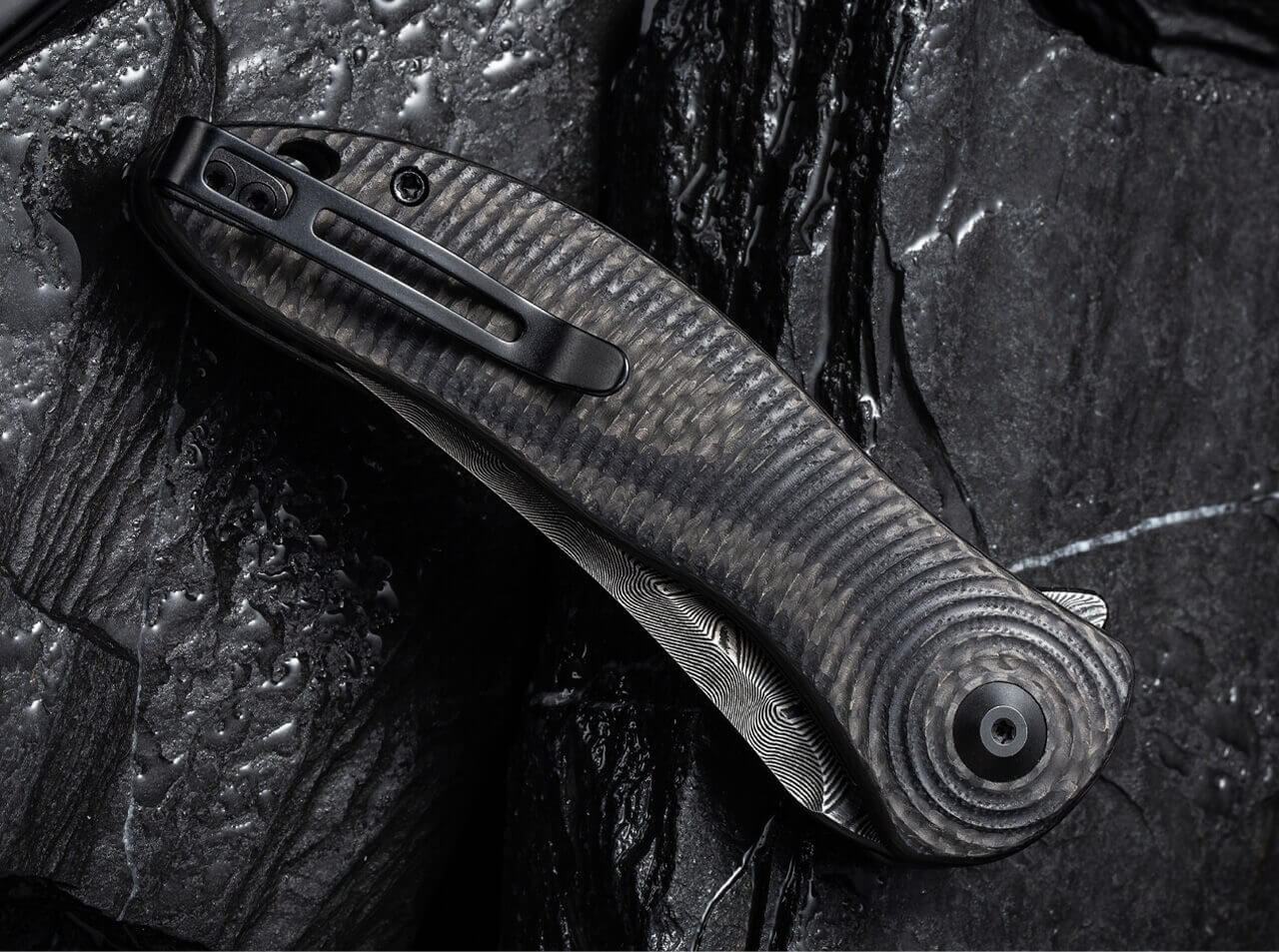Synergy 3 Damascus G10 CF Black Tanto