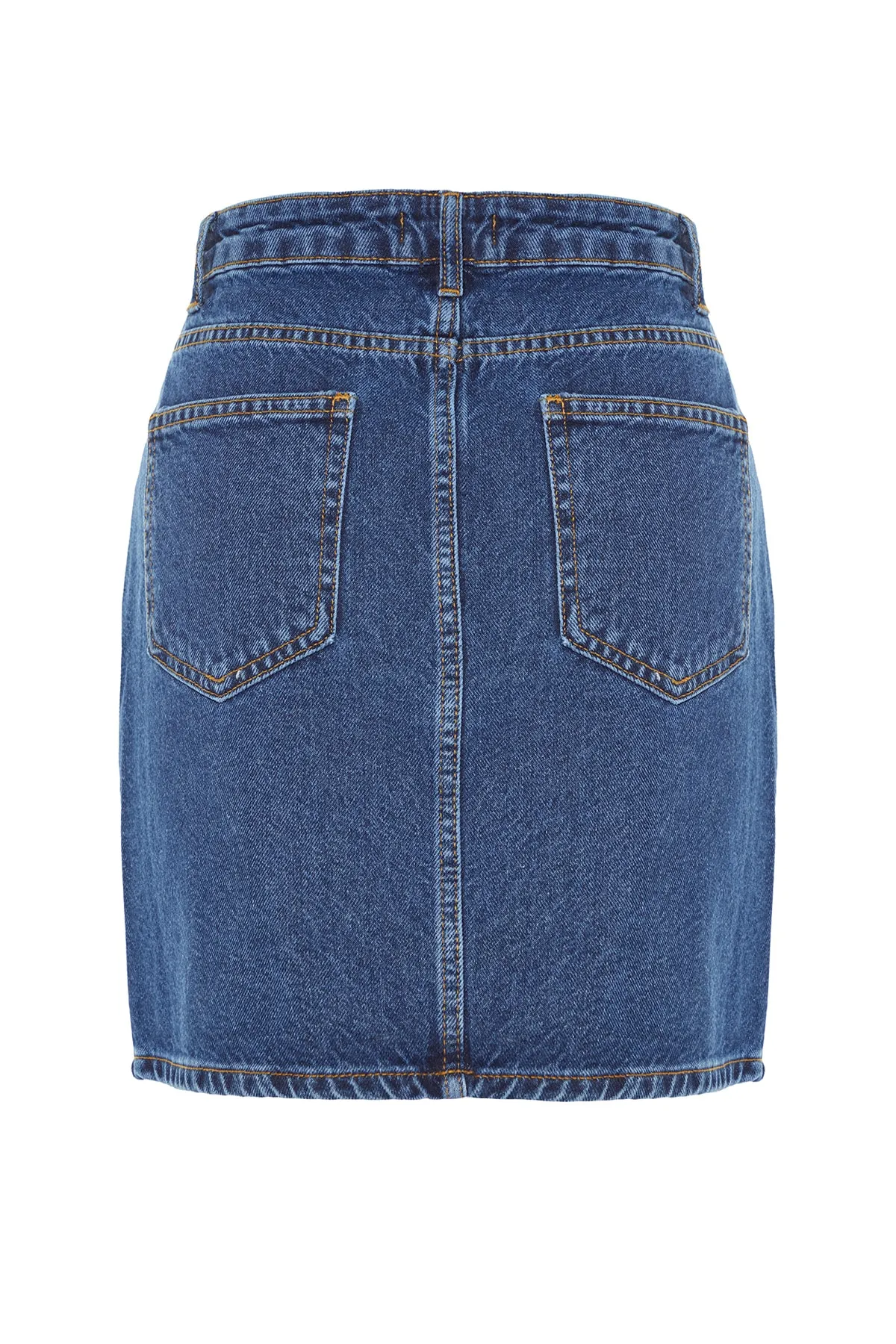 Trendyol Collection  Indigoblauer Mini-Jeansrock mit hoher Taille und Basic-Nähten TWOSS20ET0151
