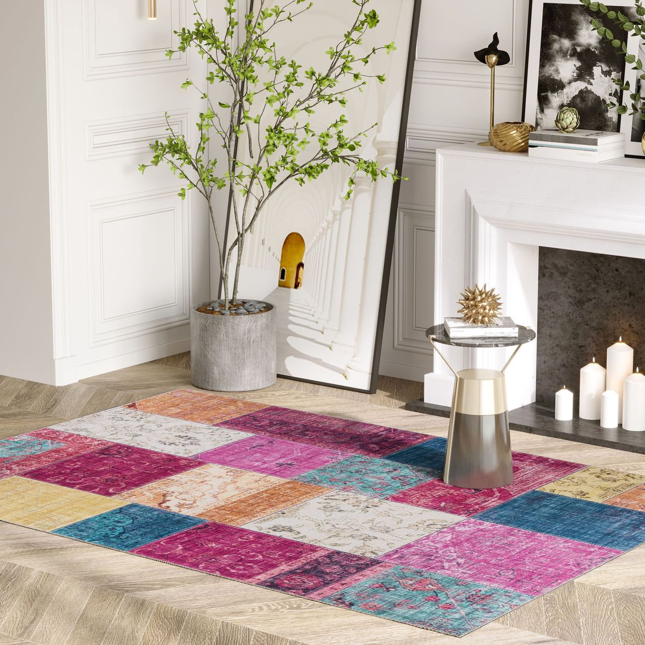 HOMCOM Teppich pfegeleicht Kurzflor Multi 150 x 80 x 0,7 cm