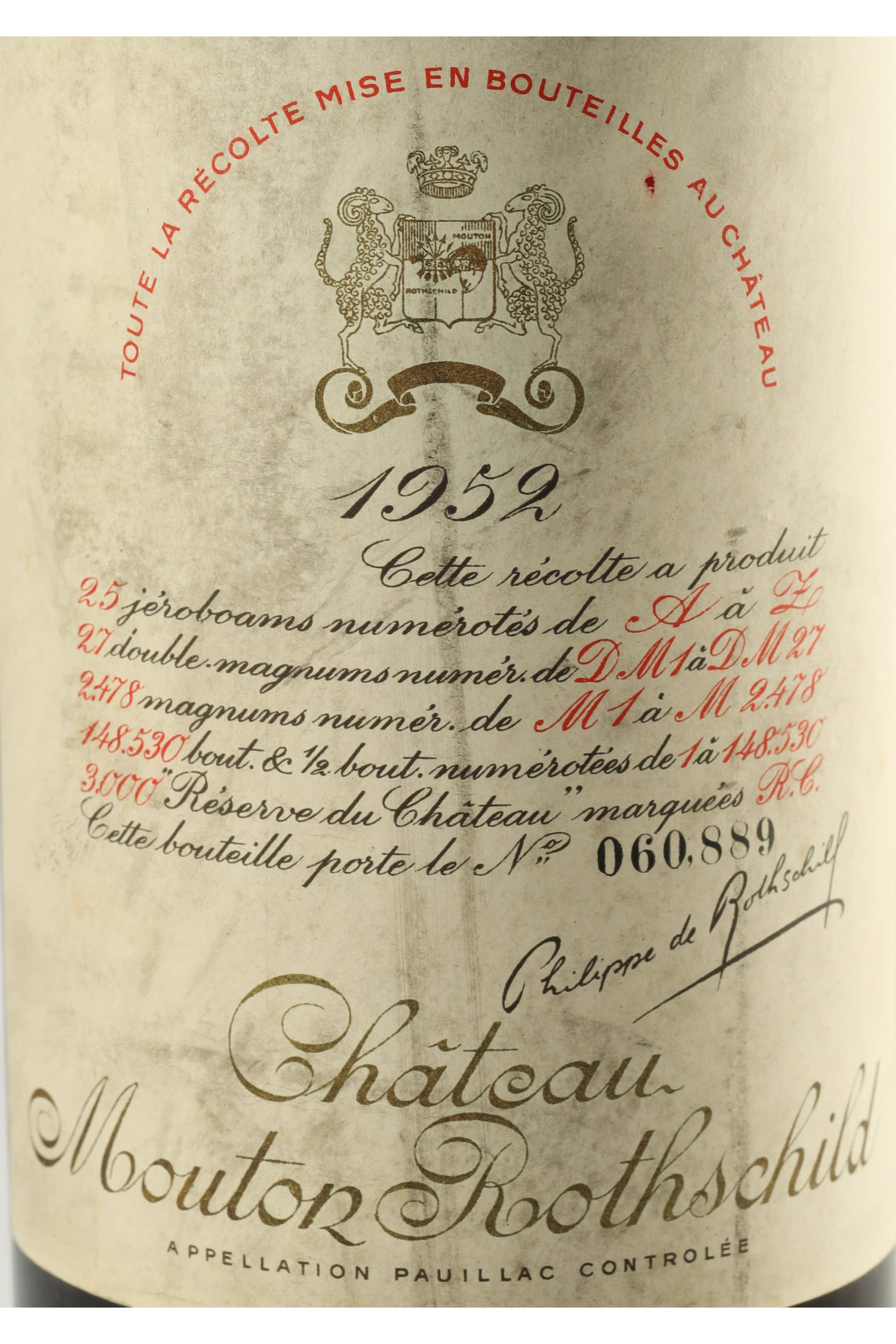 Château Mouton Rothschild 1952, Pauillac