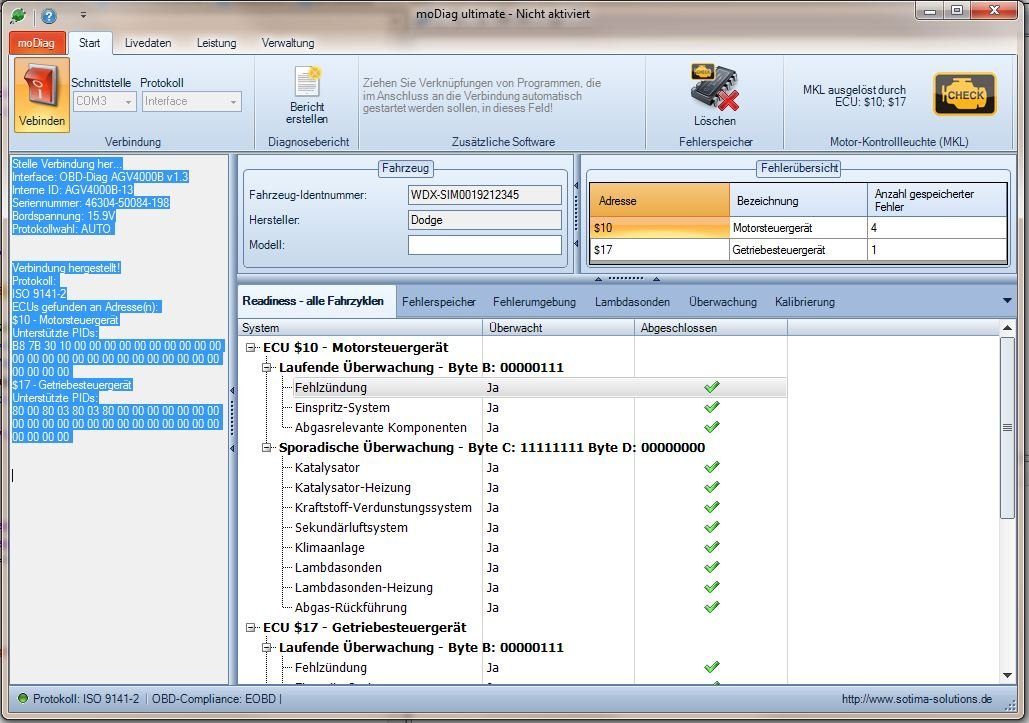 Brotos® OBD2 KFZ Diagnose Testerset komplett mit Interface und Software Auto-Adapter