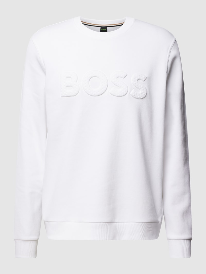 Sweatshirt mit Logo-Applikation Modell 'Salbocomfort' in weiß