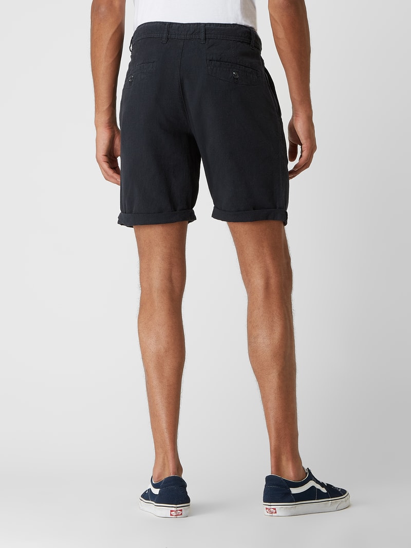 Regular Fit Shorts mit Leinen-Anteil in marineblau