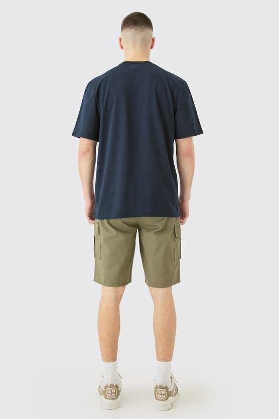 Tall vertikales Colorblock T-Shirt in Dunkelblau