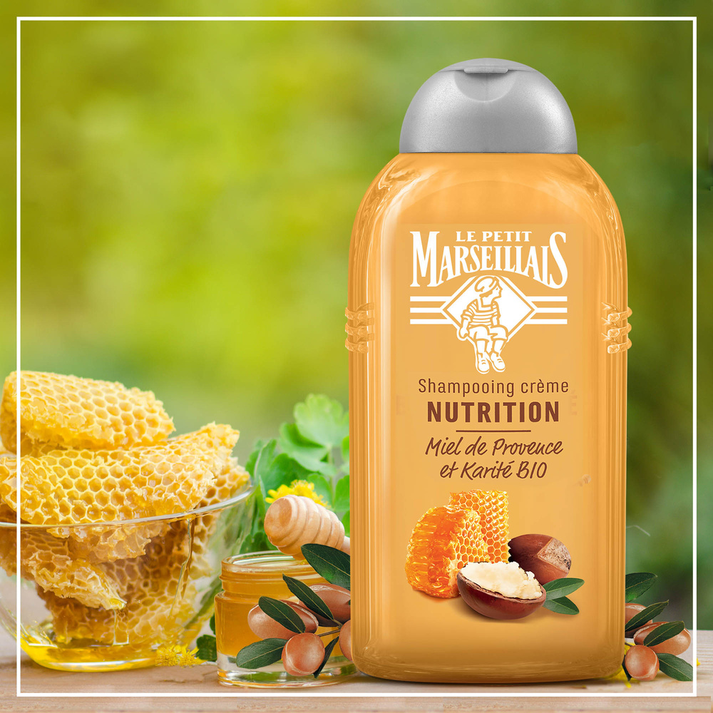 le petit marseillais Shampooing Nutrition, Cheveux Secs, Miel de Provence BIO & Karité BIO Shampoing