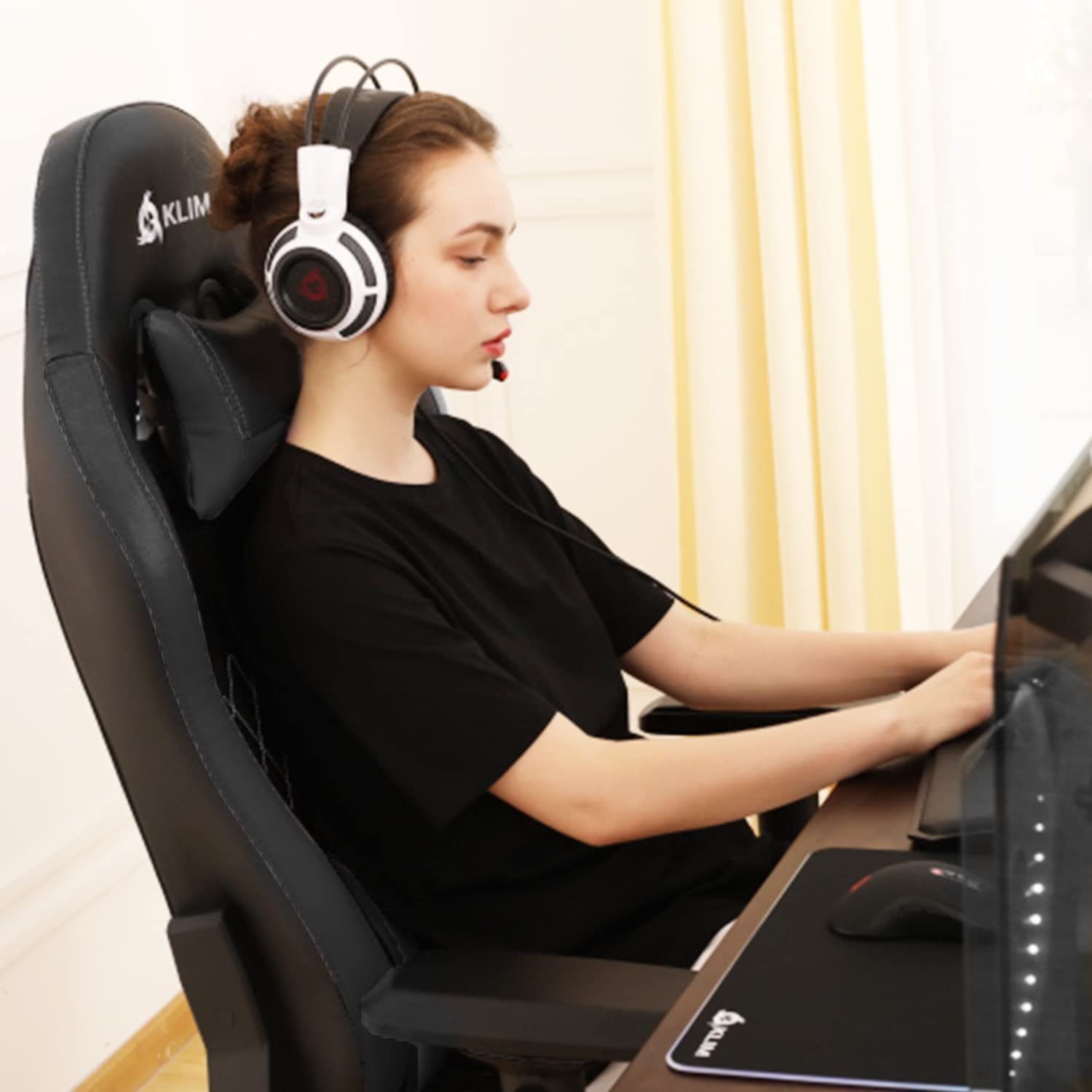 KLIM Gaming Chair Esports Stuhl, Ergonomischer Gaming Stuhl, Hochwertige Qualität, Stylischer Stuhl fürs Arbeitszimmer