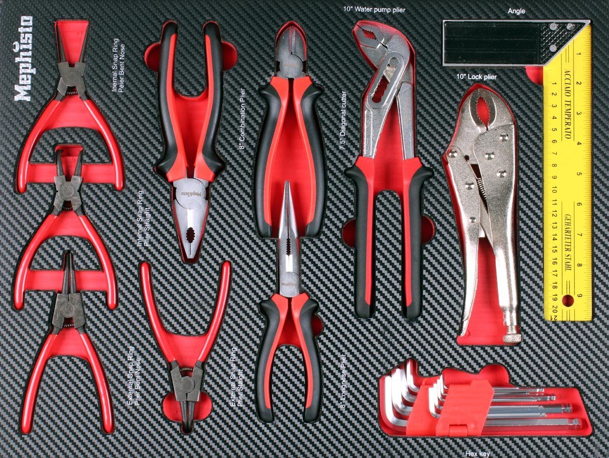 Mephisto-Tools Werkstattwagen, (fertig montiert und bestückt), 9 abschließbare Schubladen, Werkzeug ist aus hochwertigem CRV
