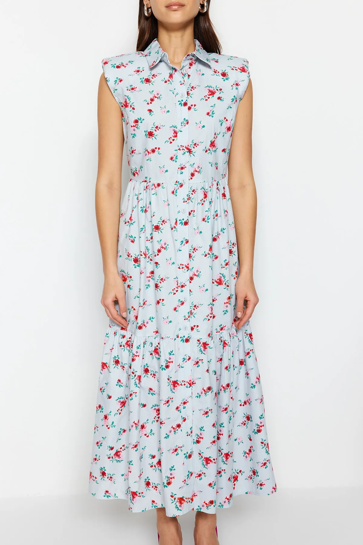 Trendyol Collection  Blaues gewebtes Hemd-Webkleid TWOSS23EL02131