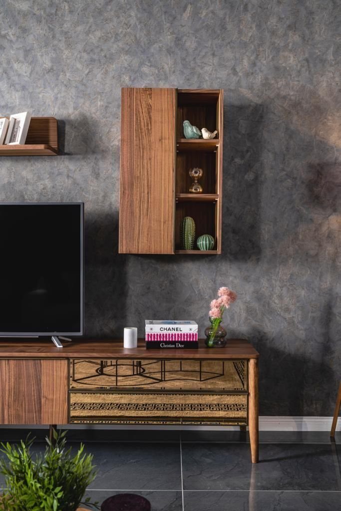 JVmoebel Wohnzimmer-Set rtv Lowboard Wohnzimmer Set tv Ständer Sideboard Regale Wohnwand, (3-St)