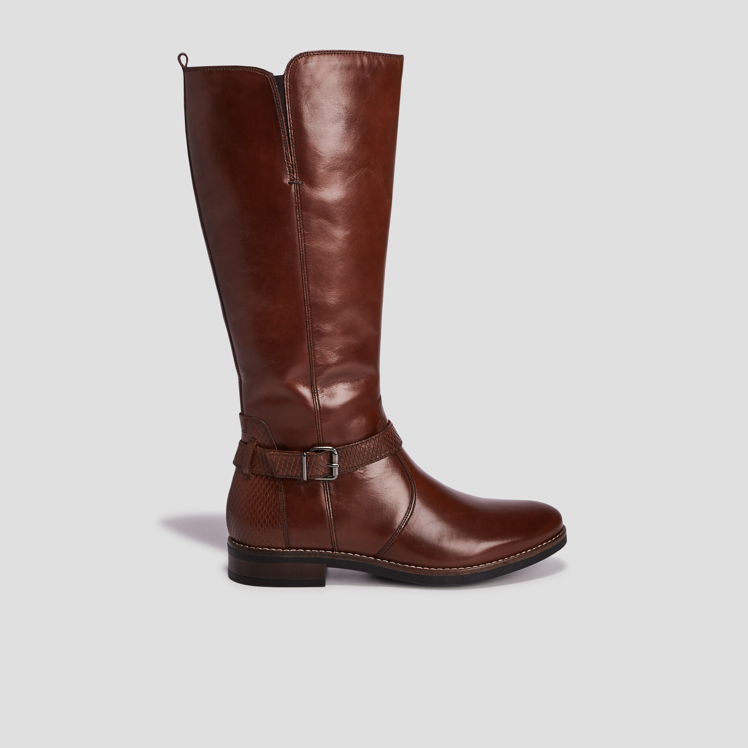 Bottes en cuir avec brides marron femme | La Halle