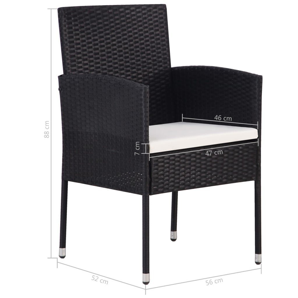 vidaXL Gartenstuhl Gartenstühle 2 Stk. Poly-Rattan Schwarz (2 St)