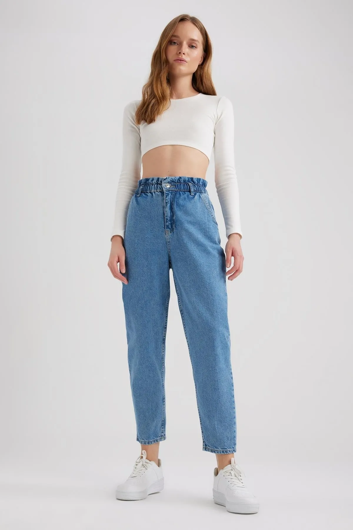 DeFacto  Paperbag-Jeans mit kurzem Bein und Crop-Fit aus 100 % Baumwolle