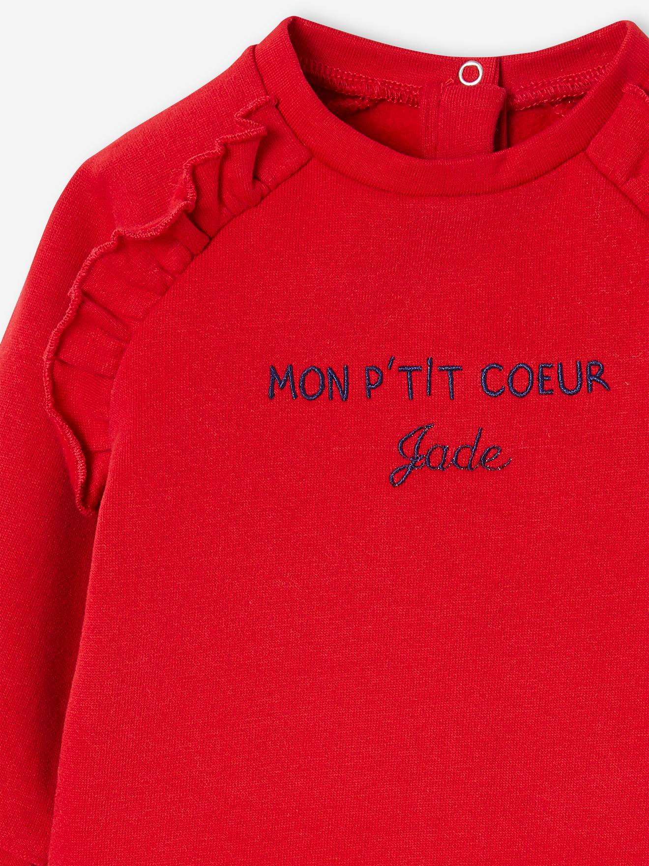 Vertbaudet Baby Sweatshirt MON P'TIT COEUR, personalisierbar - rot