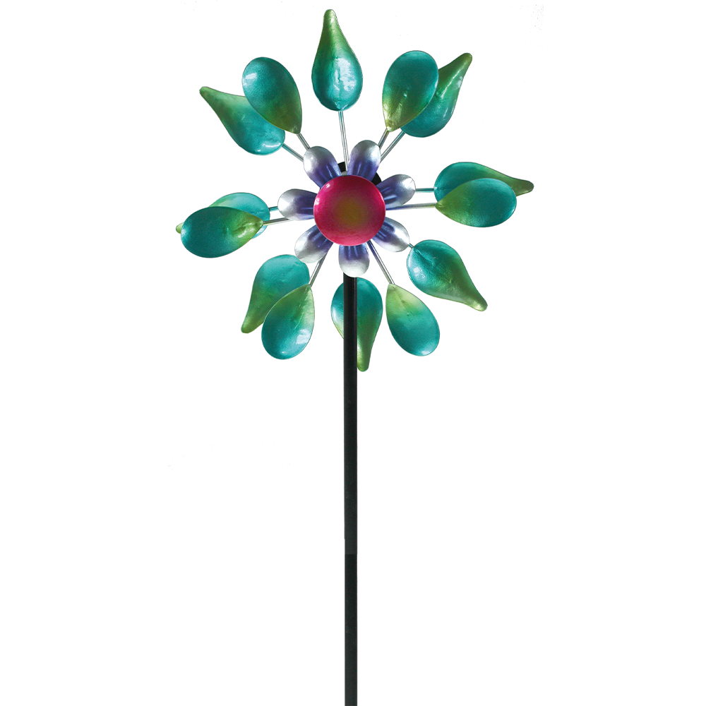 GIARDESSA Doppel-Metall-Windrad Blume mehfarbig