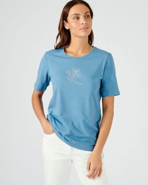 Tee-shirt manches courtes à motif doré.
