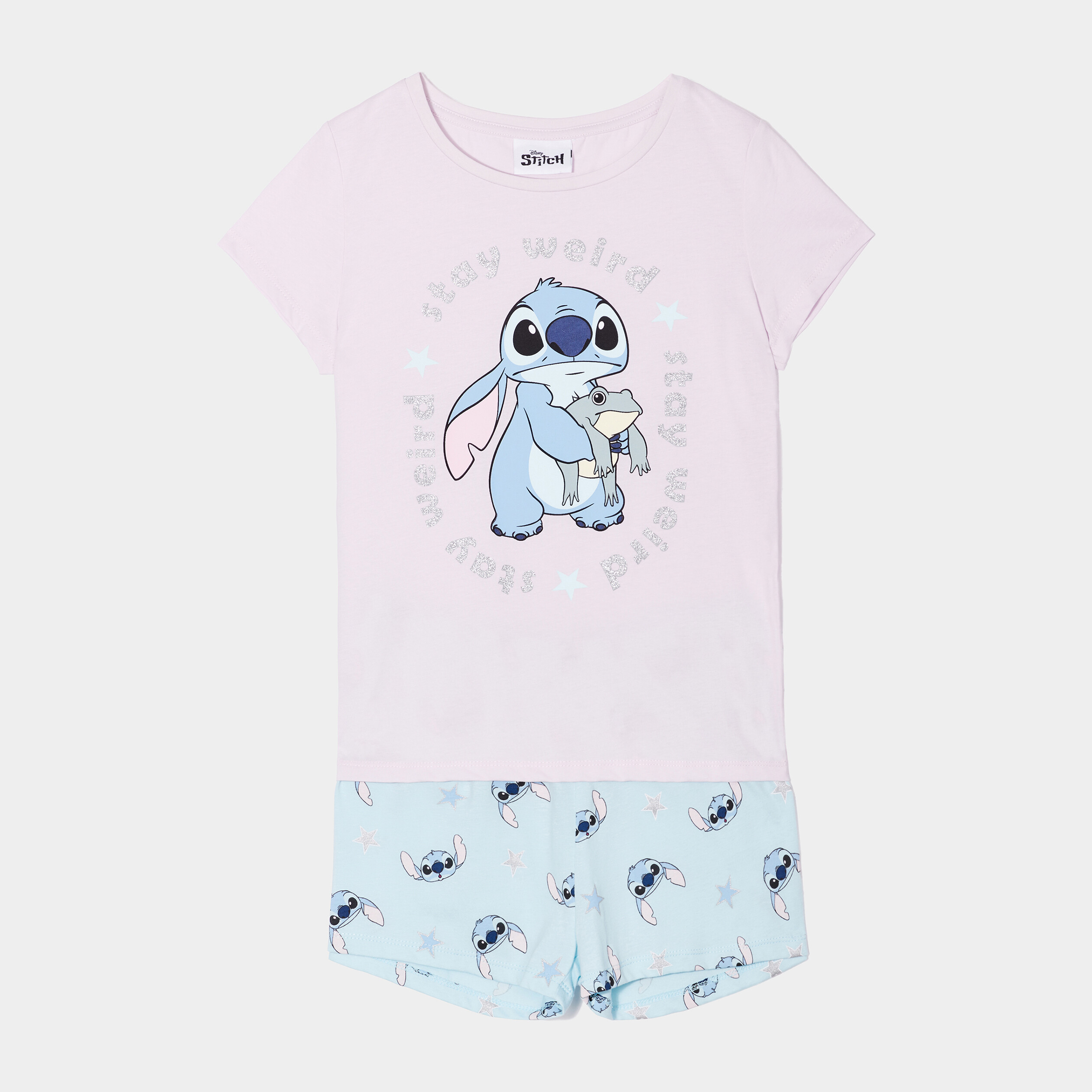 Ensemble pyjama short Stitch coton parme fille | La Halle