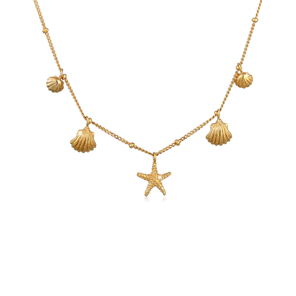 Elli Elli Collier Muscheln Seestern Kugelkette Maritim 925 Silber Bijoux