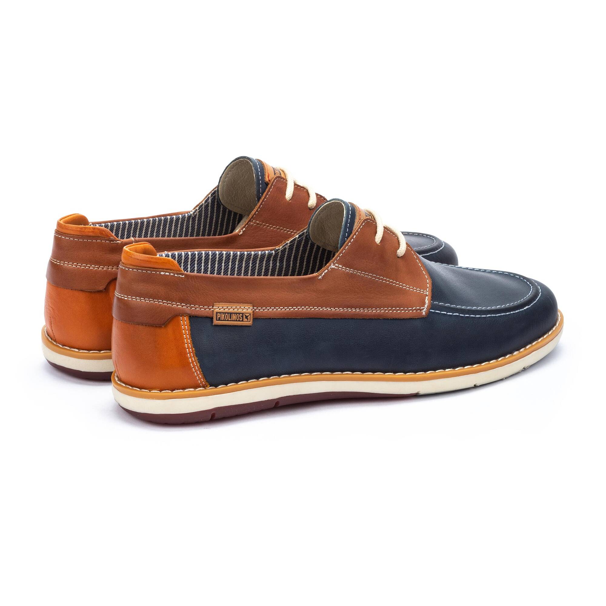 Dwukolorowe buty żeglarskie męskie - NIEBIESKIE