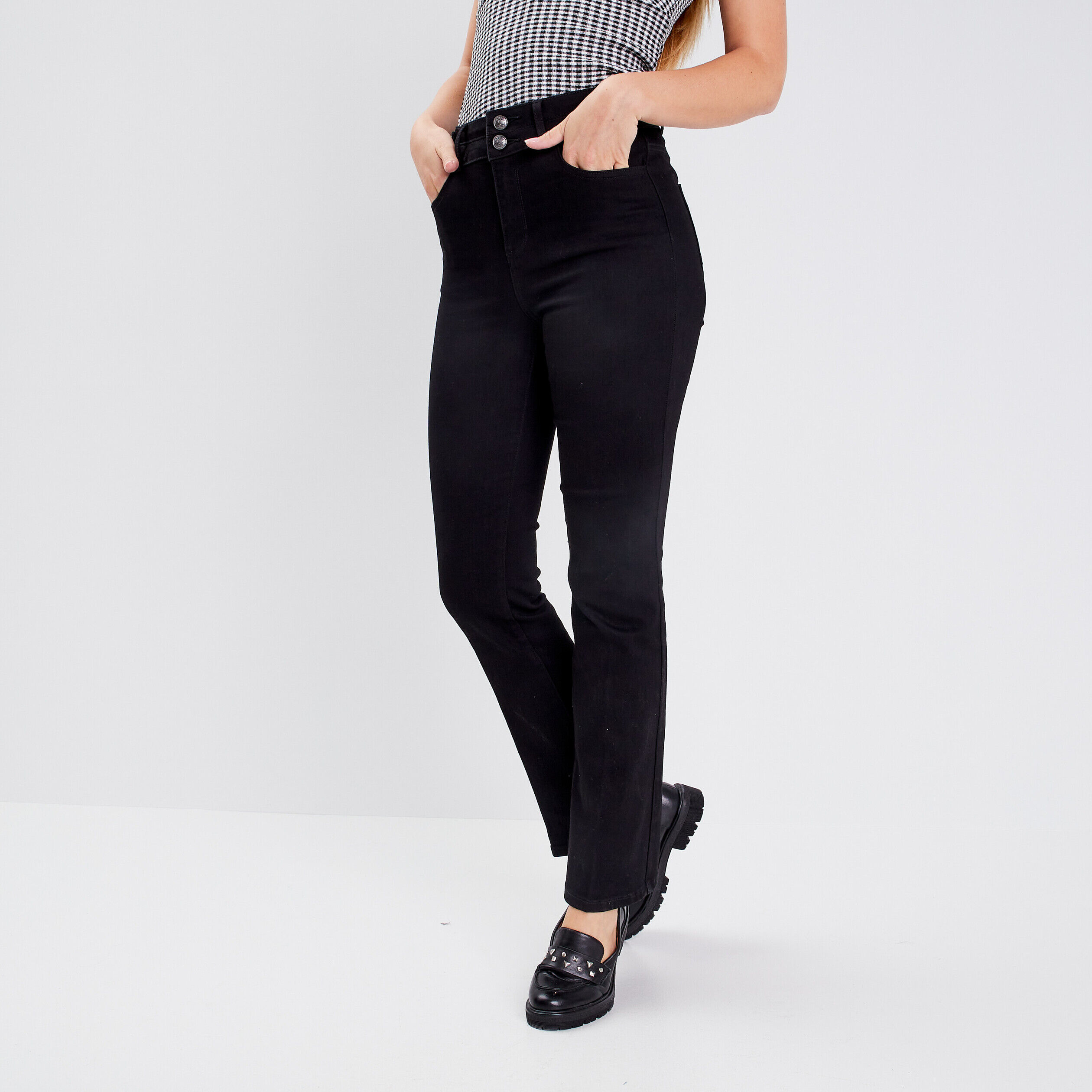 Jeans bootcut avec pattes denim noir femme | Cache Cache