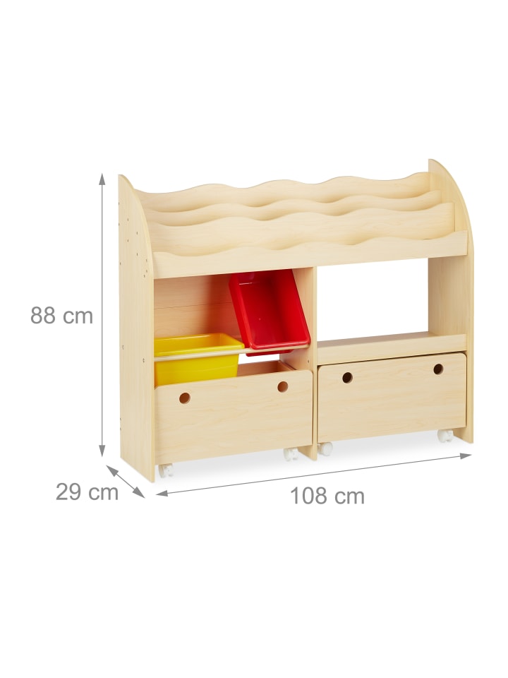 relaxdays Kinderregal in Holzfarben - (B)108 x (H)88 x (T)29 cm günstig kaufen onesize