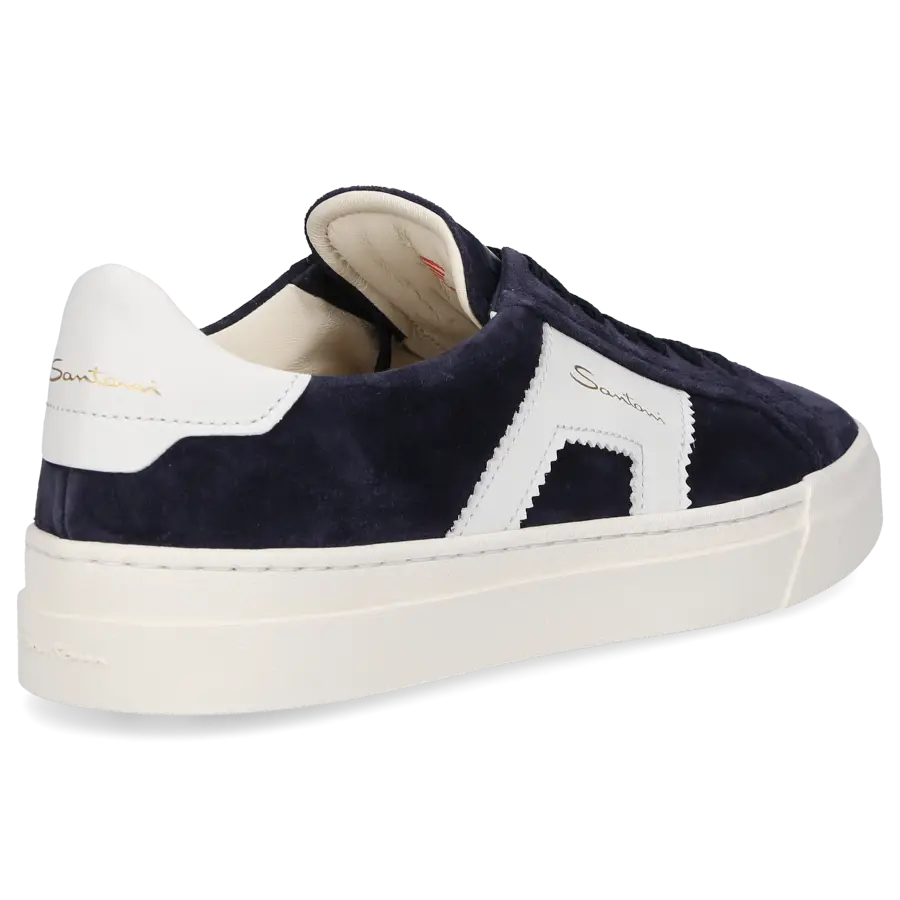 Santoni - Sneaker low DOUBLE BUCKLE Veloursleder - blau