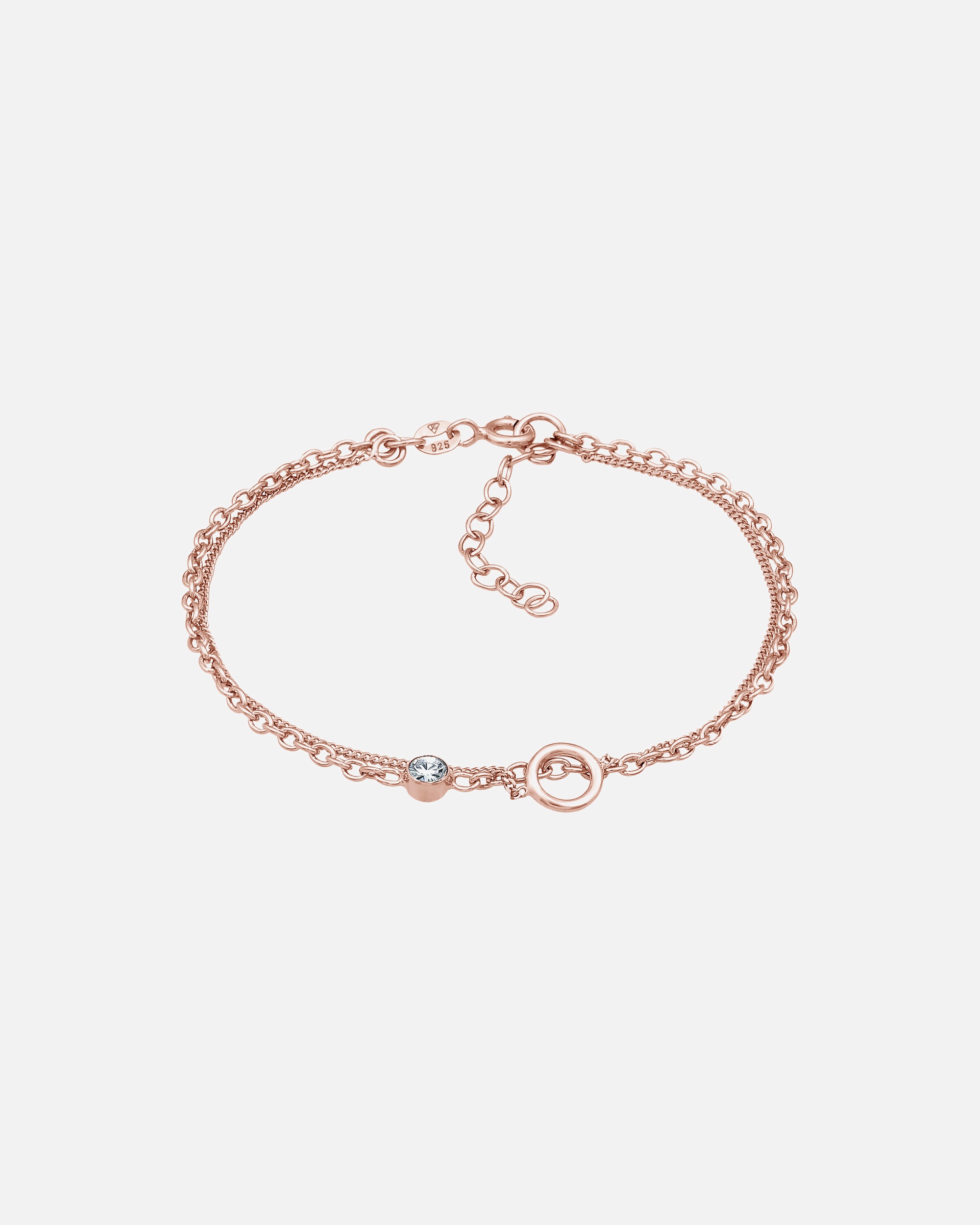 Anillo solitario circular Elli para mujer con capa de cristal de vidrio en plata de ley 925.