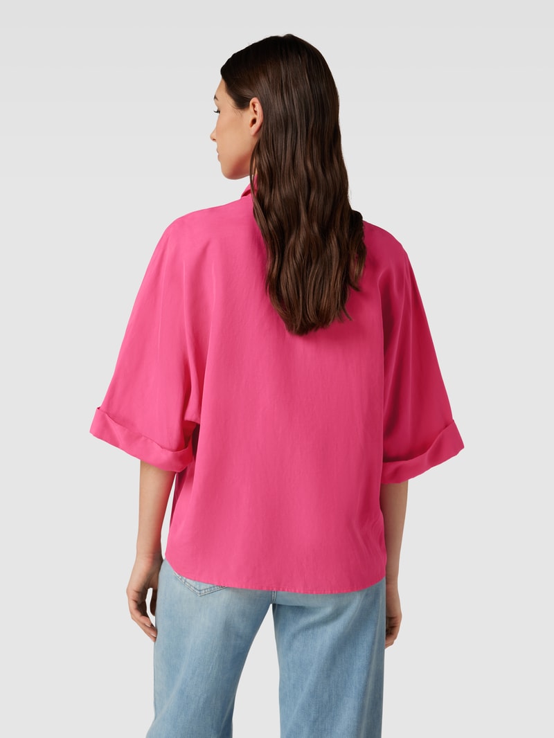 Bluse mit kurzen Raglanärmeln in fuchsia