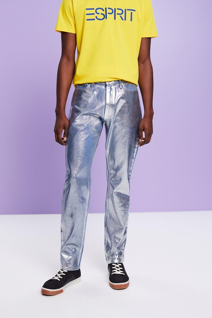 Jeans mit geradem Bein und Metallic-Finish