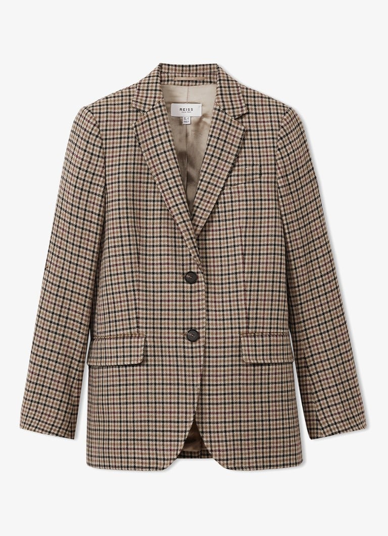 Reiss Dora blazer in wool blend with houndstooth design
