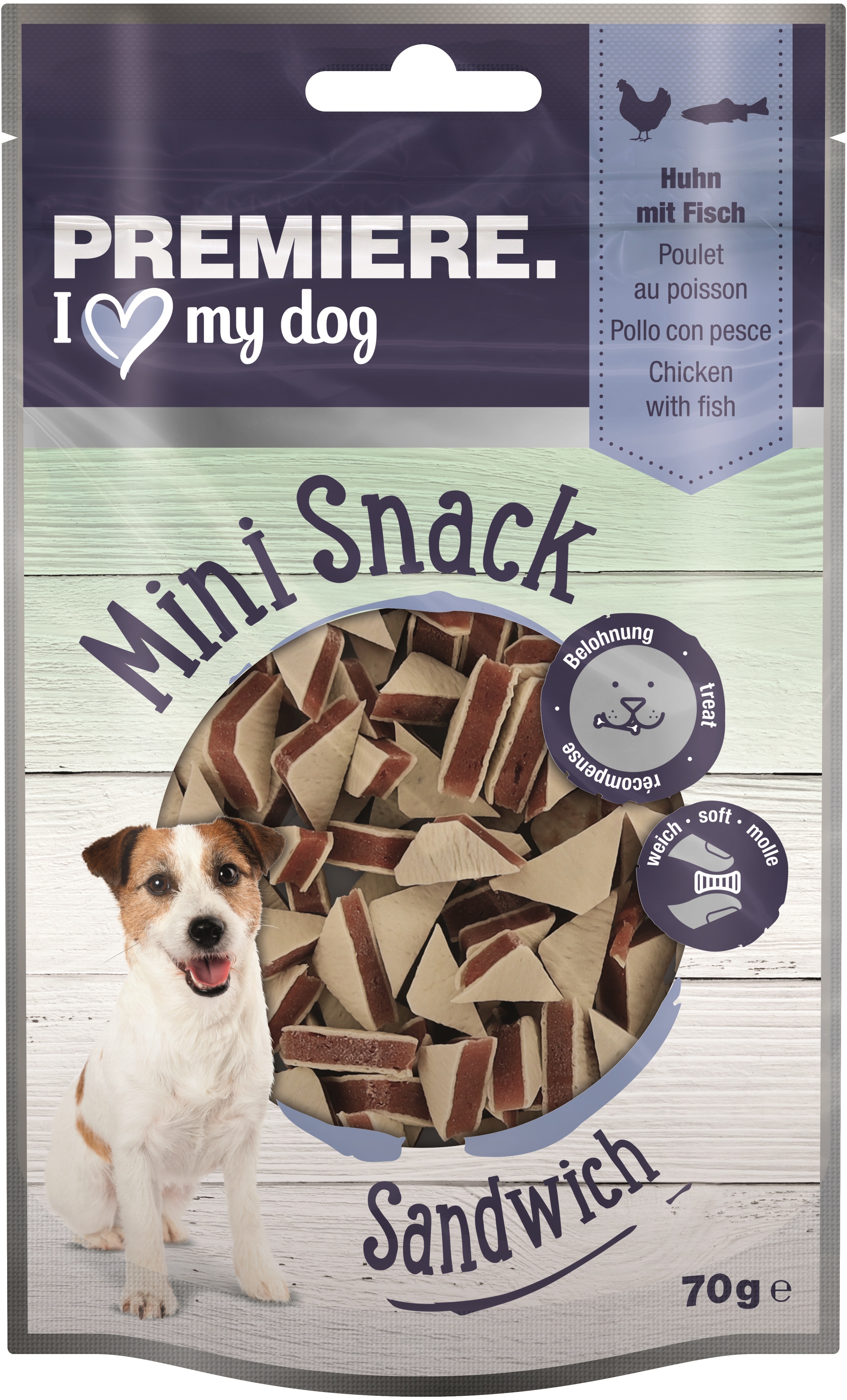 PREMIERE Snacks PREMIERE Mini Sandwich Huhn und Fisch 70 g