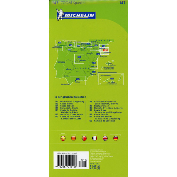 Michelin Zoomkarte Costa Brava, Barcelona und Umgebung 1 : 150 000 - Straßenkarte